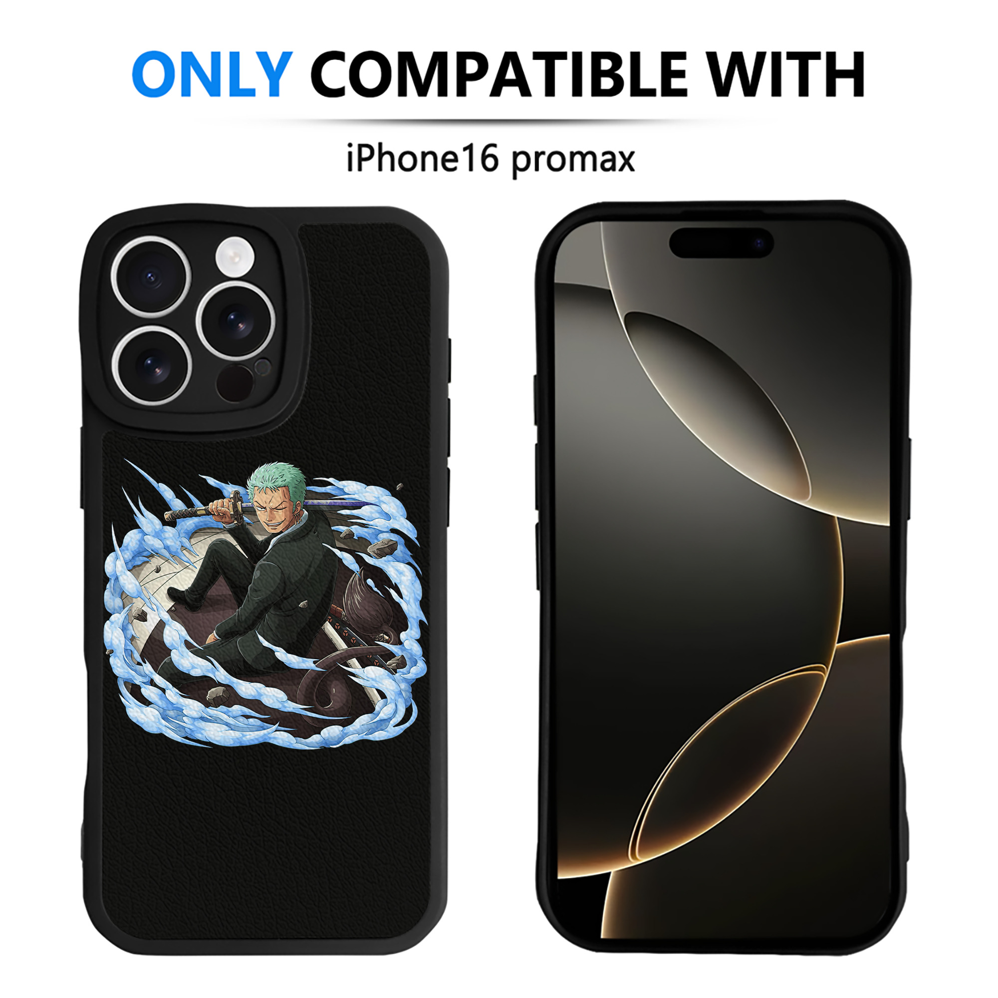 （画像用） ワンピース ロロノア・ゾロ ONE PIECE Roronoa Zoro 【iPhone 16シリーズ対応】シリコンスマホケース（レザー調） 材質：シリコン